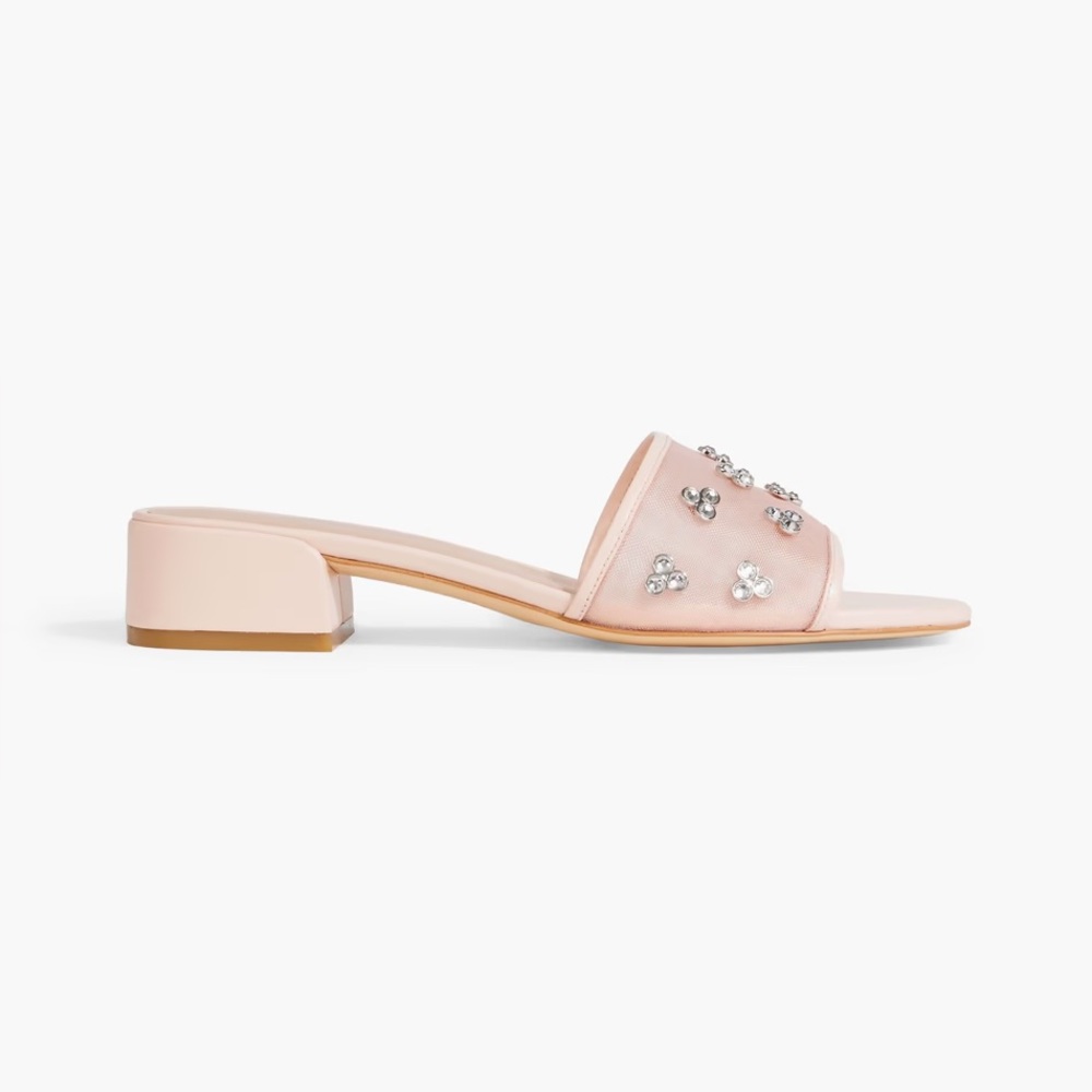 Stuart Weitzman Tammy Crystal Embellished Mesh Mules